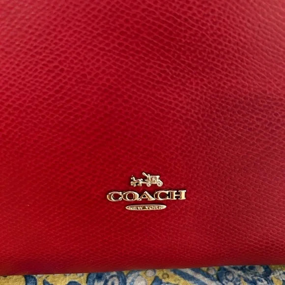 NWT Red leather Coach tote - Picture 6 of 9